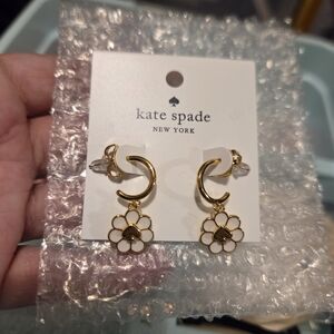 kate spade gold-tone hoop earrings with white daisy charms